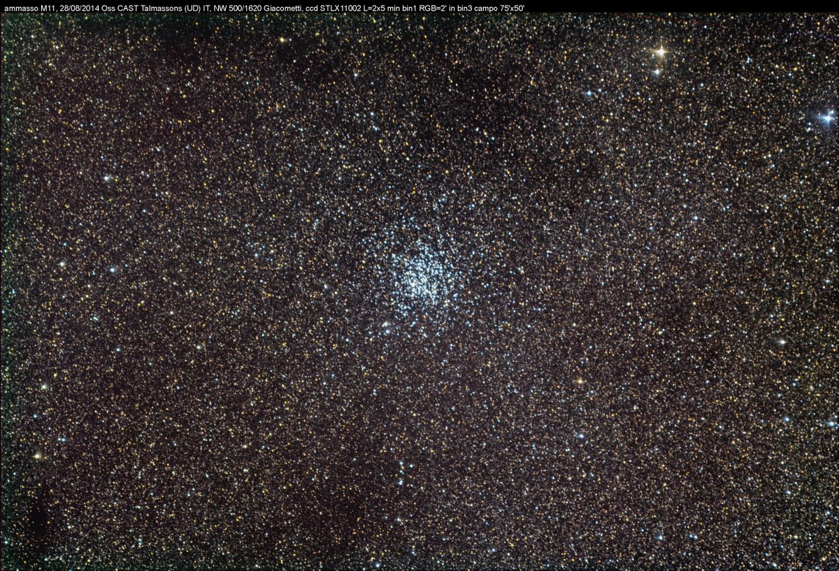M 11 open cluster: 408 KB; click on the image to enlarge