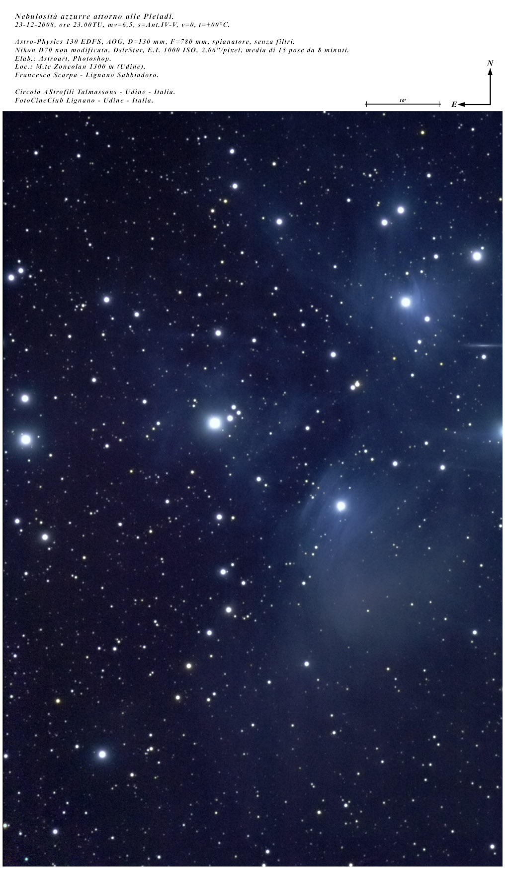 Plejades open cluster: 248 KB; click on the image to enlarge