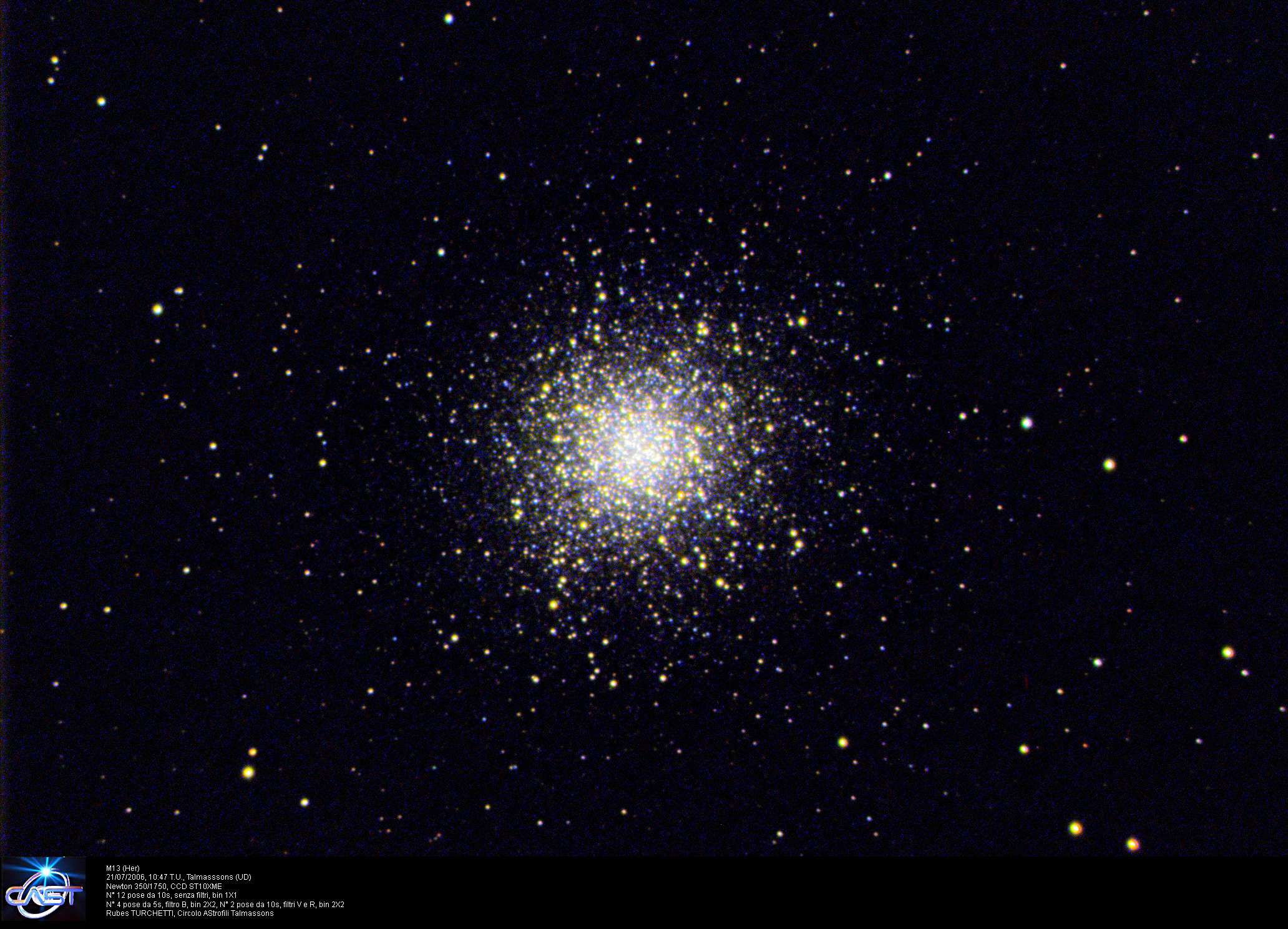 M 13 globular cluster: 263 KB; click on the image to enlarge