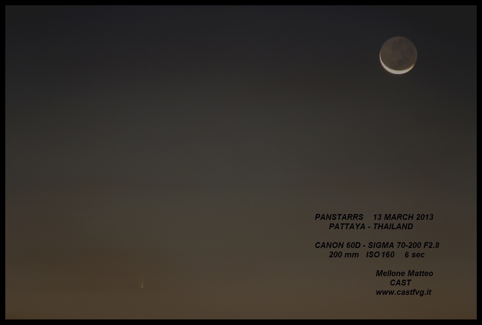 C/2011 L4 (PanStarrs) taken in Thyland in march 13, 2013: 206 KB; click on the image to enlarge