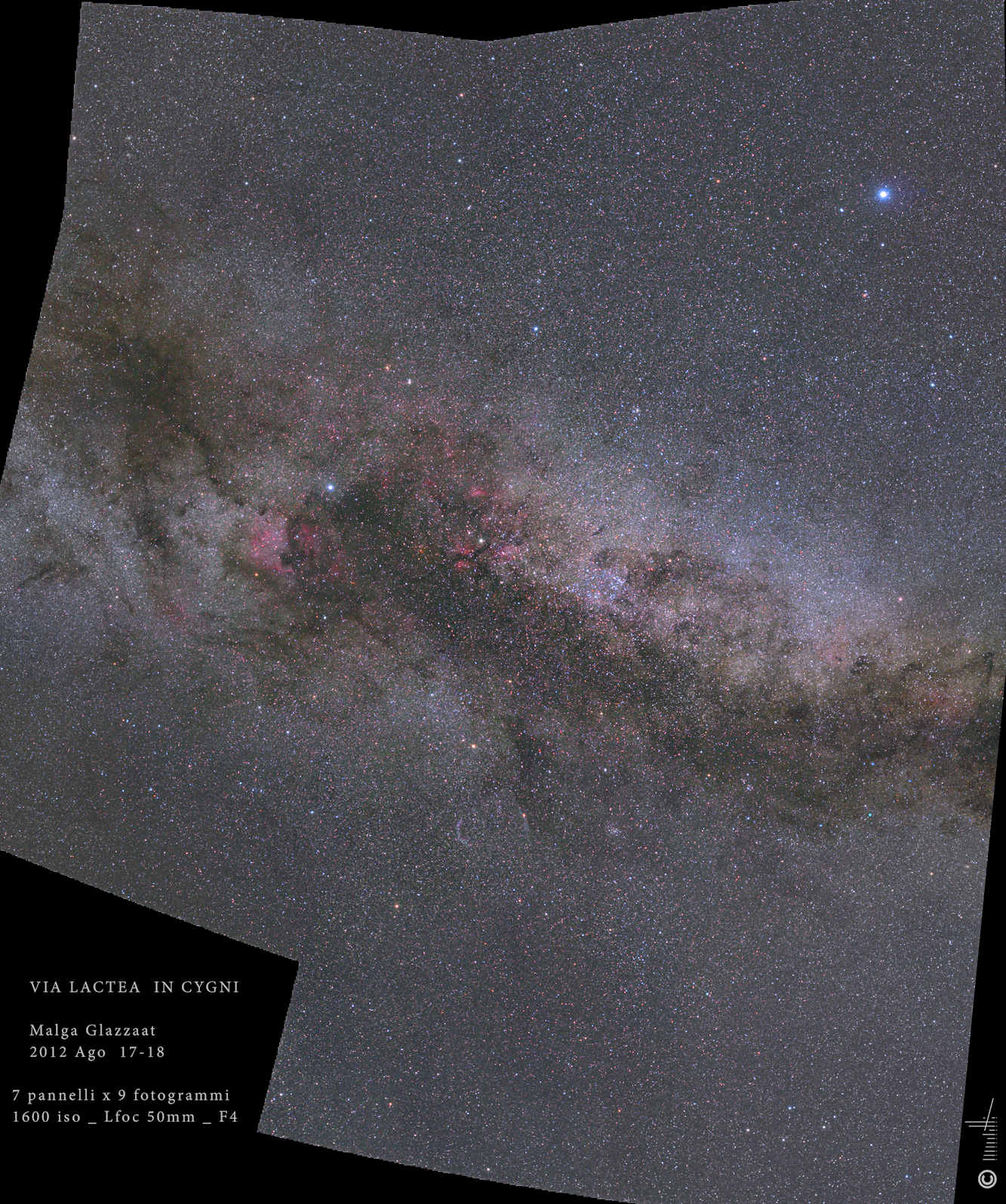 Milky Way in Cygnus and Lyra constellations: 337 KB; click on the image to enlarge