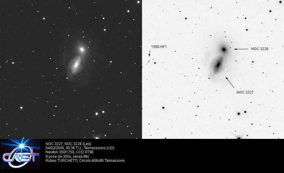 Spiral galaxys NGC 3227 and NGC 3226: 36 KB; click on the image to enlarge