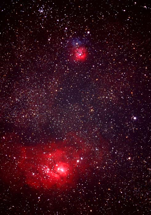 Lagoon and Trifid nebulae: 87 KB; click on the image to enlarge