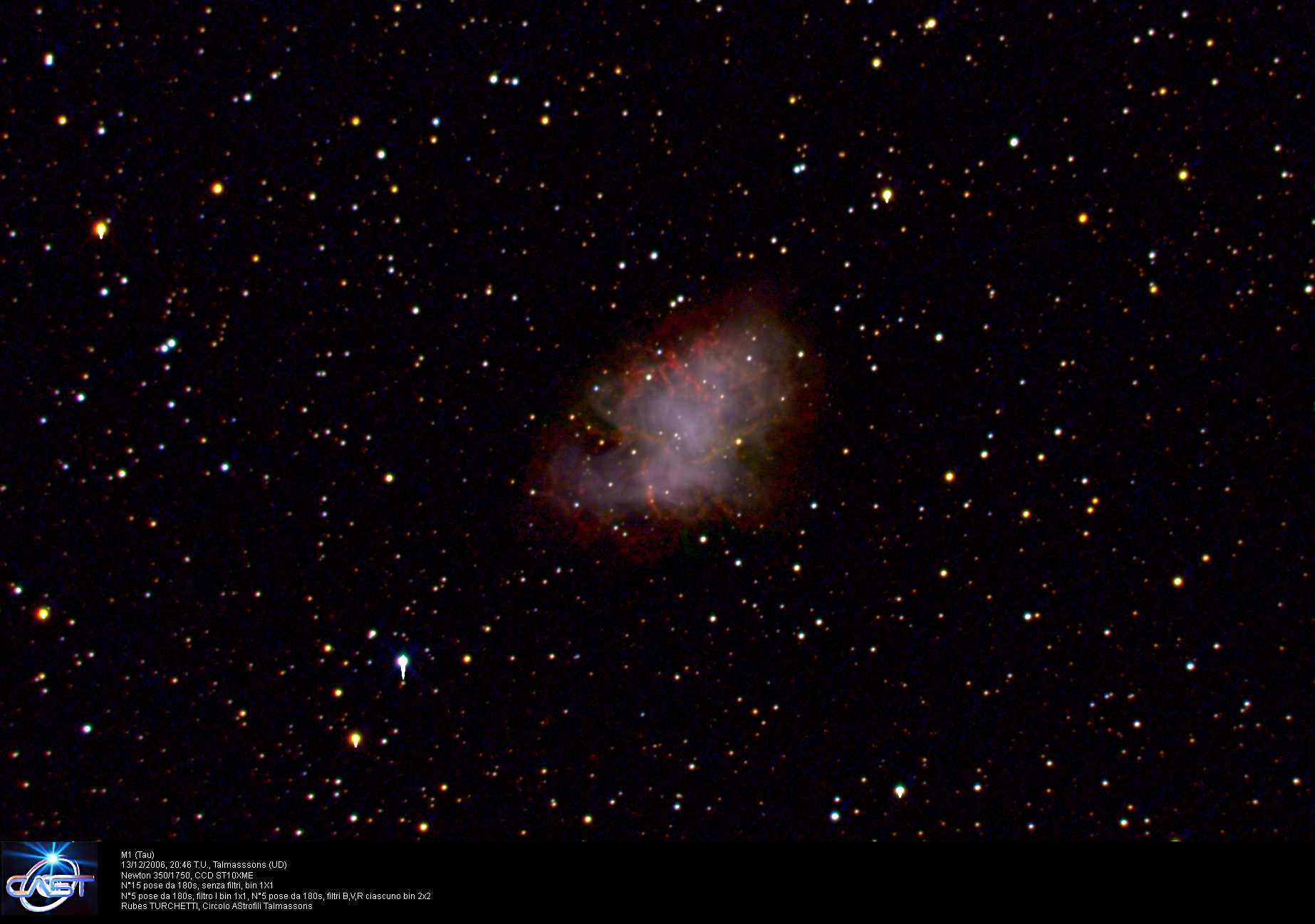 Crab Nebula, supernova remnant: 114 KB; click on the image to enlarge