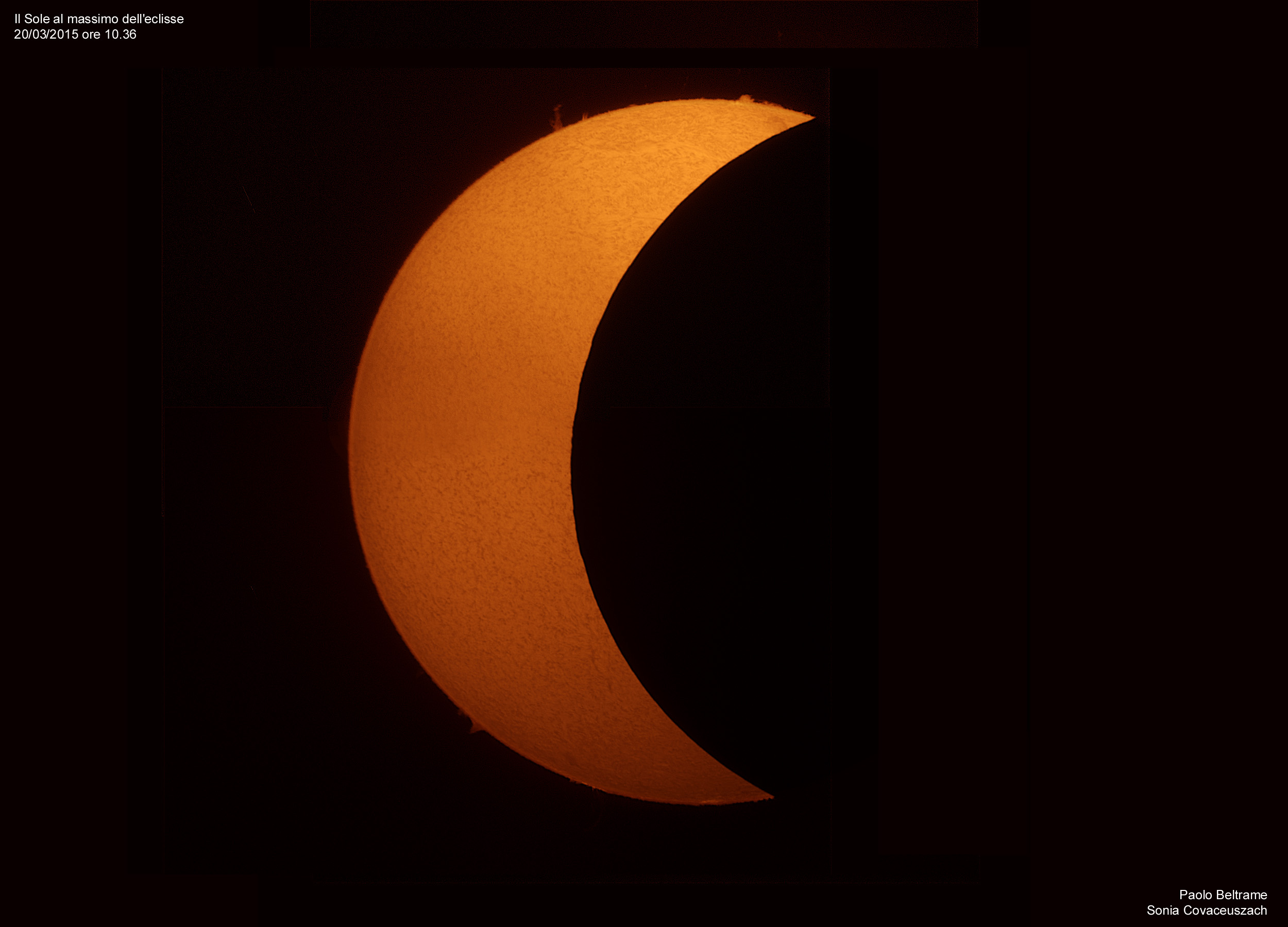 Partial eclipse photographed from Talmassons: 543 KB; click on the image to enlarge
