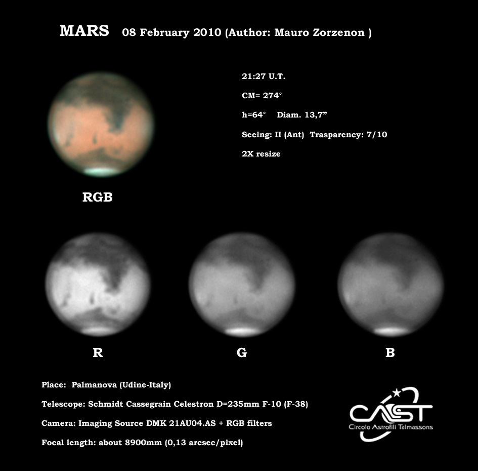 Planet Mars photographed from Palmanova by Mauro Zorzenon: 121 KB