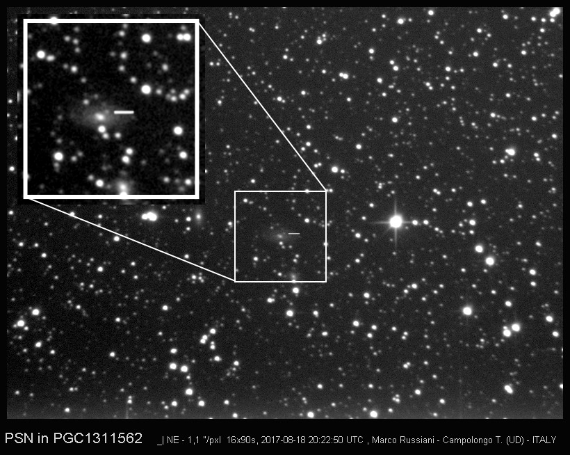 First supernova discovered by Marco Russiani in august 18, 2017: 323 KB; click on the image to enlarge