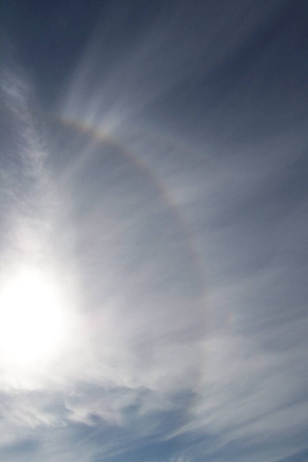 a) Solar circle with tangent arc and right sundog: 49 KB; click on the image to enlarge