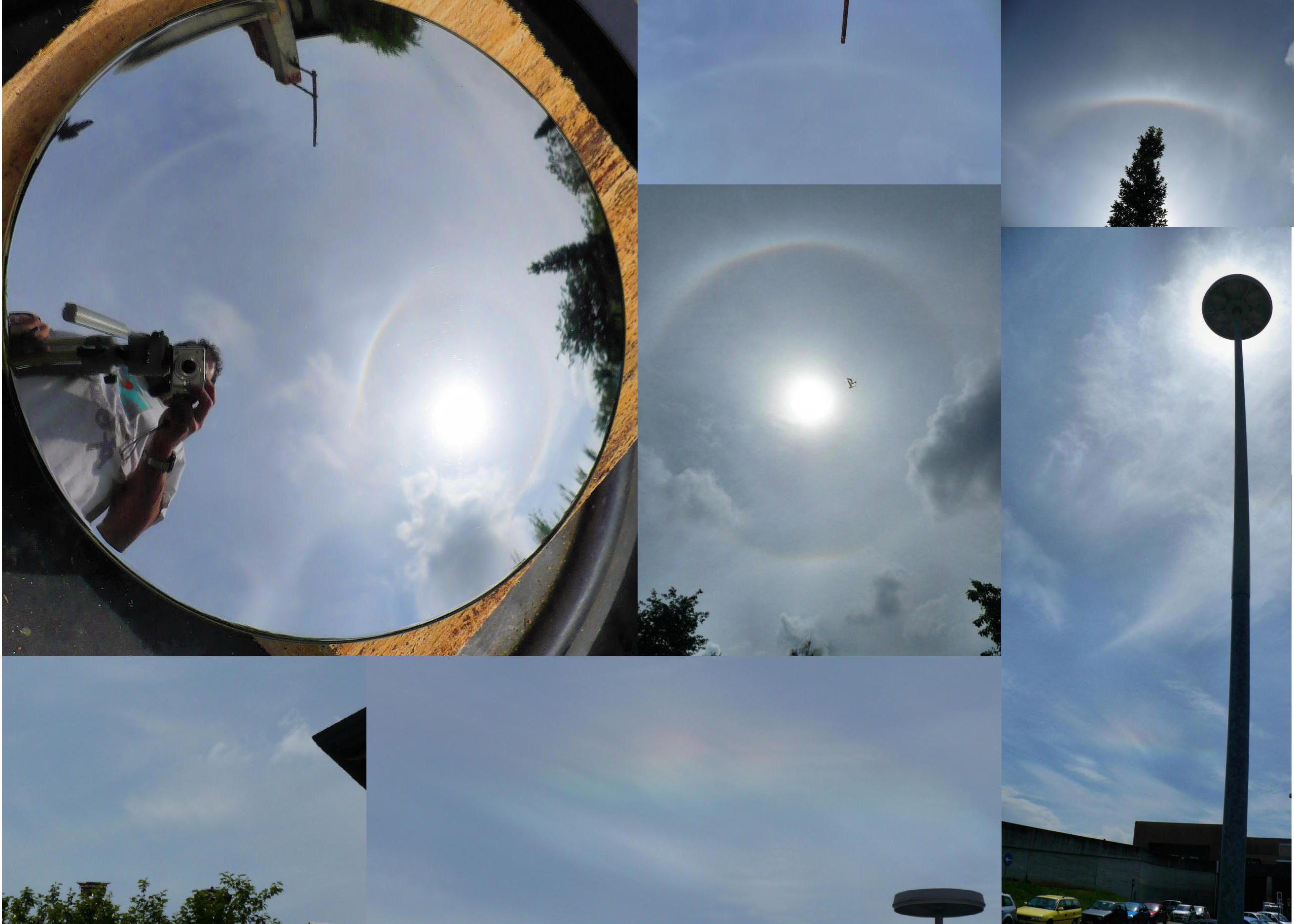 Solar circle with parhelic circle, upper tangent arc and circumhorizon arc over Palmanova: 370 KB; click on the image to enlarge